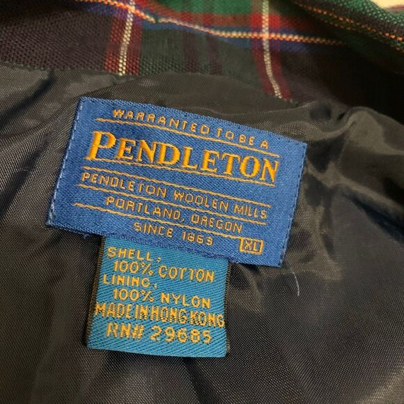 Pendleton Vintage 1/4 button tartan plaid pullover windbreaker pocket XL - Picture 4 of 10